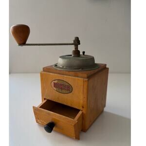 Vintage Boker Wooden Hand Winding Crank Coffee Mill Grinder With Drawer